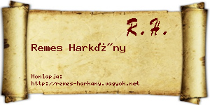 Remes Harkány névjegykártya